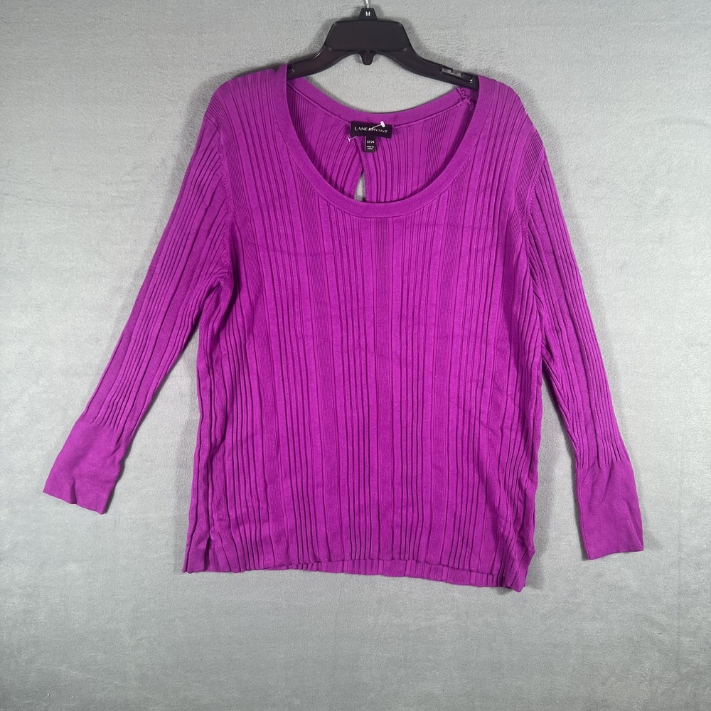 Lane Bryant Women's Purple Ribbed Knit Sweater Keyhole Back Plus Size 22/24